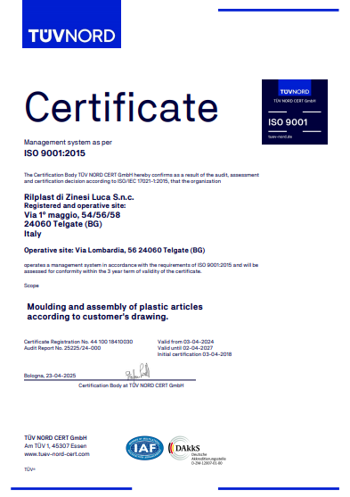 ISO 9001-2015 Certificato